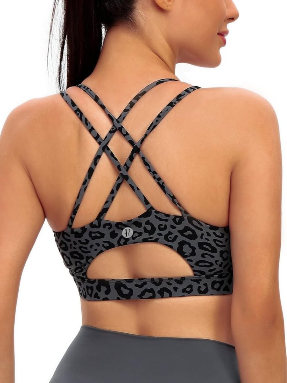 High Impact Padded Sports Bra for Women - Crisscross Back Longline Yoga Tank Top